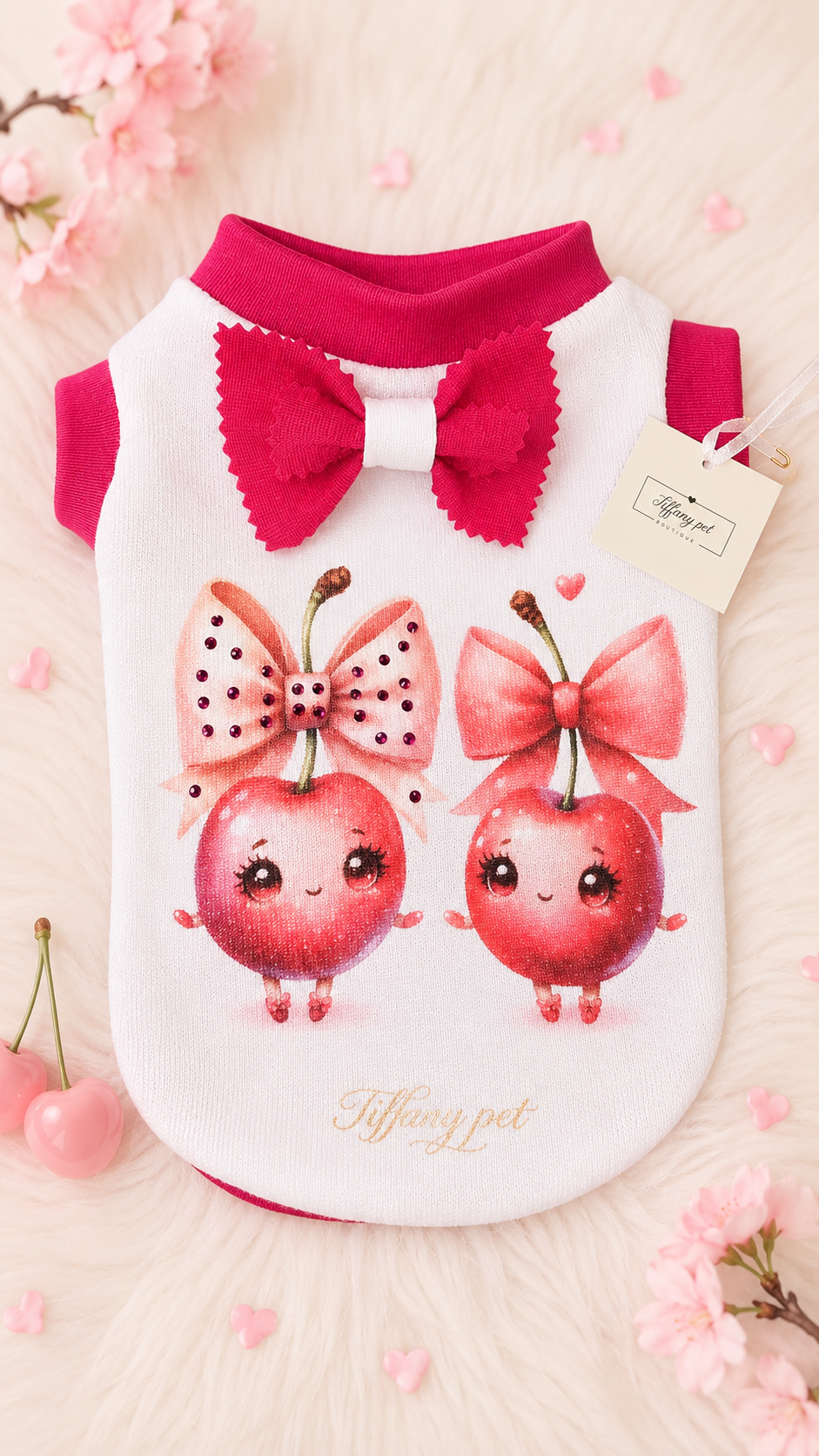 Magliettina  chihuahua “Ciliegiamo” in Angoretta – Taglia S   🍒