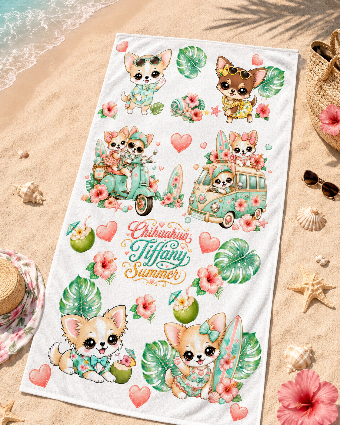 Chihuahua Tiffany Beach Towel versione 2