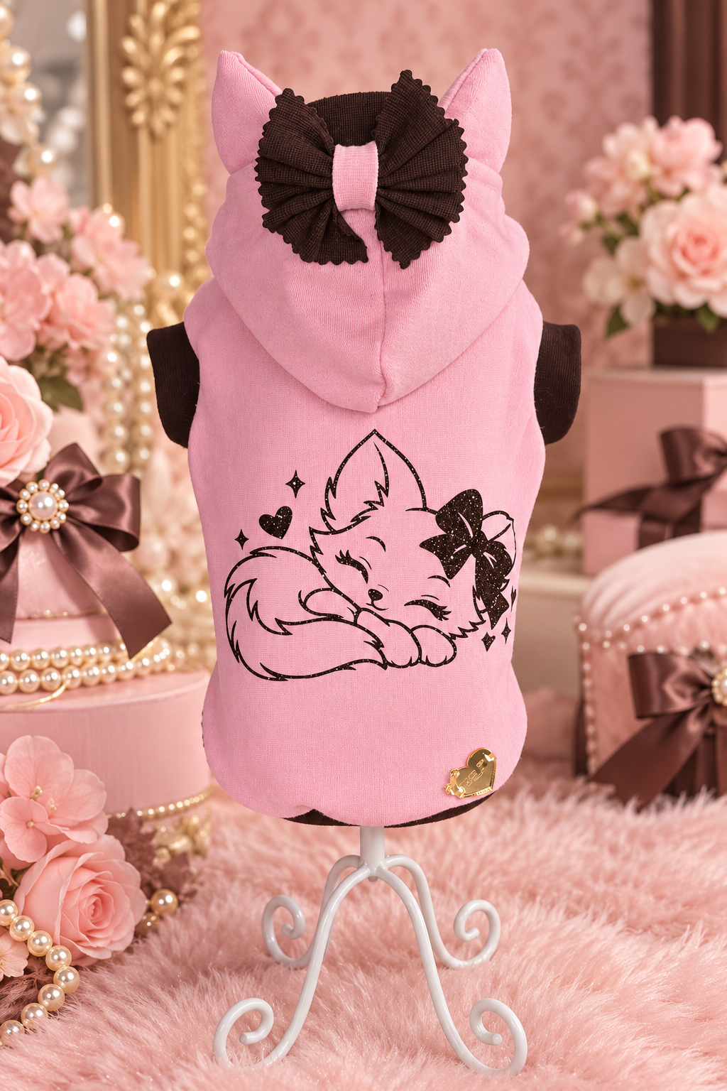 Felpa Yume Kitsune – Pink & Chocolate 🦊🎀 tg s
